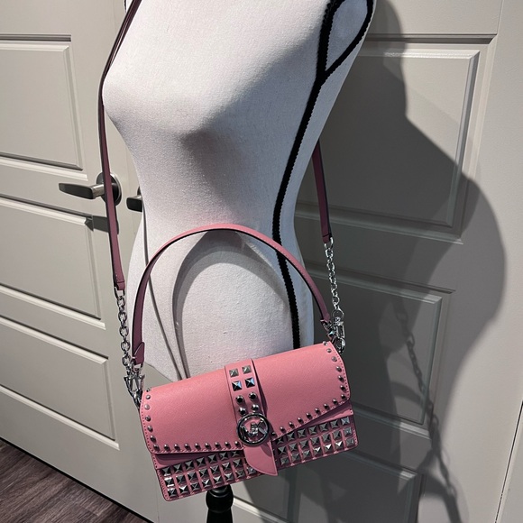 Michael Kors Handbags - Michael Kors Pink Studded Crossbody, worn ONCE!! PRISTINE! Was $498 at Macys ♥️